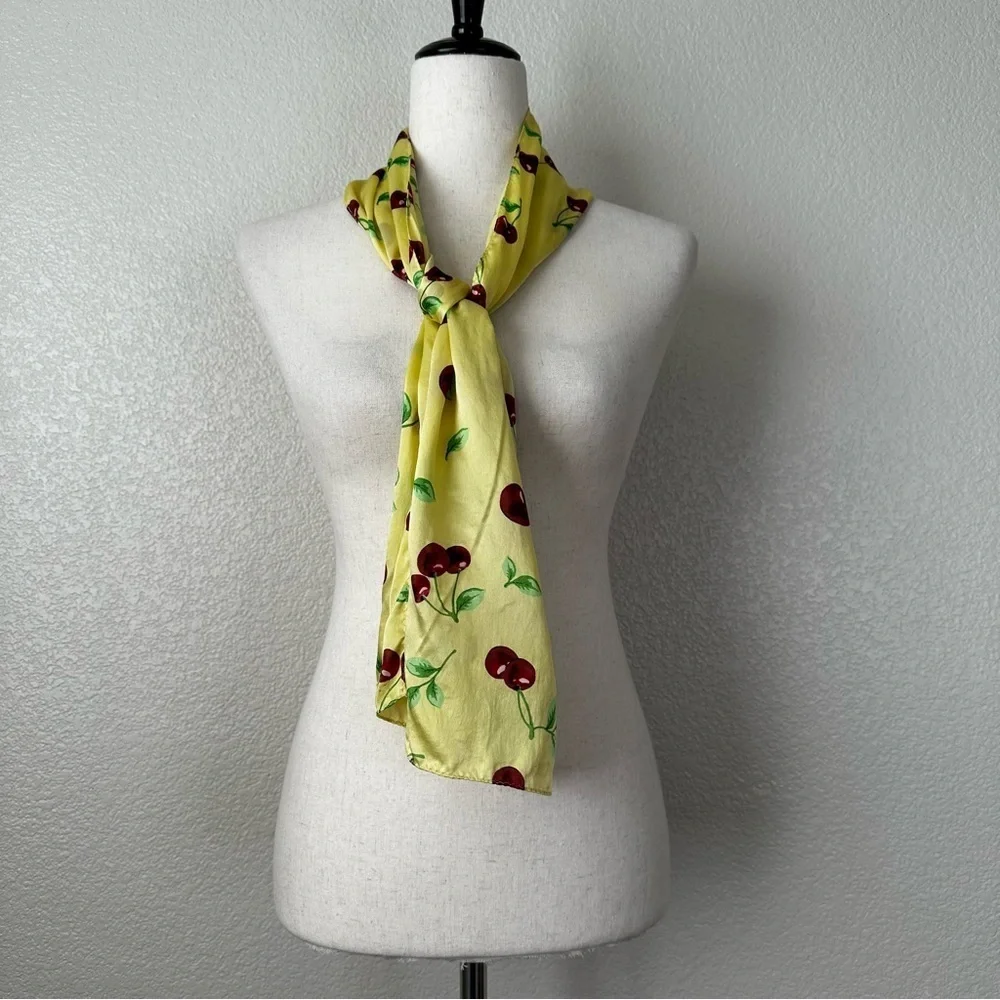 Managrove & NY 100% Silk Cherry Print Scarf
